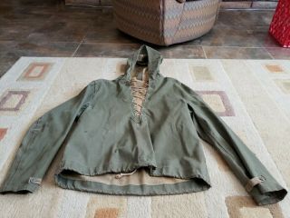 Rare Ww2 Us Navy Hoodie Coat Deck Jacket Usn Wwii Field Gear Uniform Raincoat