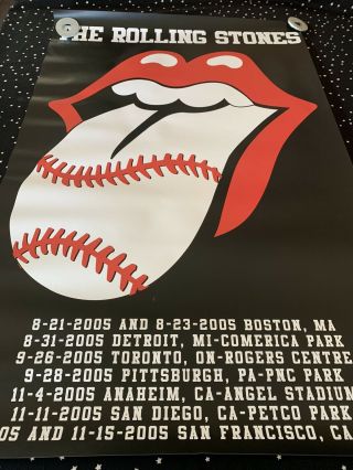 2005 Tour The Rolling Stones Baseball Parks Poster Rare Tongue & Lips 2
