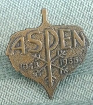 Very Rare Aspen Mountain 20th Anniversary Lapel Pin,  1946 - 1966 Skiing Ski Badge