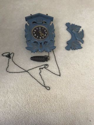 Vintage Rare Mi - Ken Wood Cuckoo Clock With Weights Made In Japan
