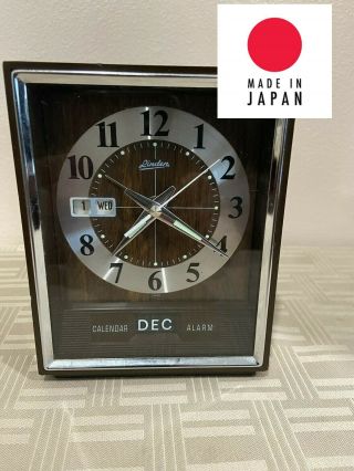 Vintage Linden Time,  Day,  Date And Month Wind - Up Alarm Clock Made In Japan Rare