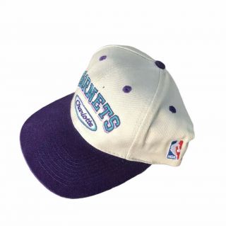 Vintage Charlotte Hornets Logo Athletic Snapback Hat Nba 90 