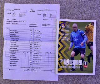 Extremely Rare Morpeth Town V Notts County Programme & Team Sheet 19th Dec 20