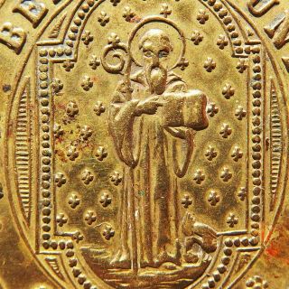 Rare St Benedict Cross Catholic Medal Old Spanish Religious Benedictine Pendant
