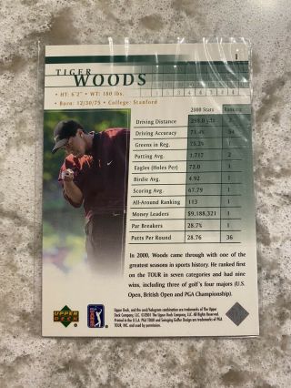 2001 Upper Deck Golf Tiger Woods Rookie Card Rare