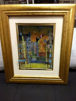 Jean Pierre Weill " Paris Morning Vitreography 3d Art Paint On Glass Retired Rare