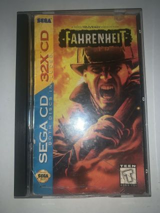 Fahrenheit Sega Cd 32x Video Game Complete Worn Case Rare F - Ship