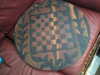 Vintage Large Hand Carved 2 Sided Game Board Chess Checkers Rare 20 ½”
