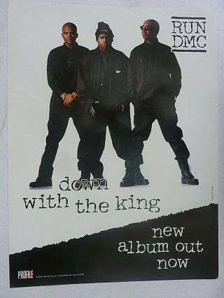 Rare Run Dmc Down With The King 1993 Vintage Orig Rap Music Store Promo Poster