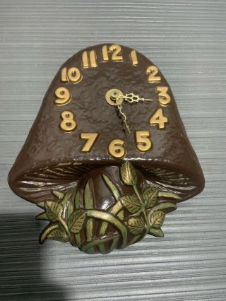Vtg Retro Mushroom Toadstool Wall Clock Circa 1970s Style Ceramic Rare