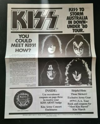 Kiss Australian Kiss Army Newsletter Vol 4 No 2 1980 Aucoin - Rare - Memorabilia