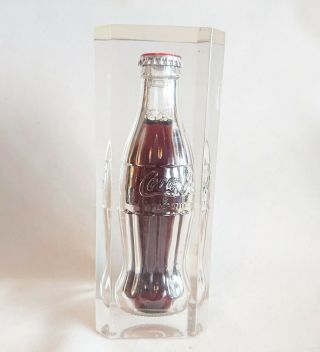 Rare Coca Cola Resin Inclusion Sculpture Vintage Full Glass Bottle