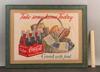 Rare 1950s - 60s Drink Coca - Cola Coke Paper Advertising Store Display Sign Poster