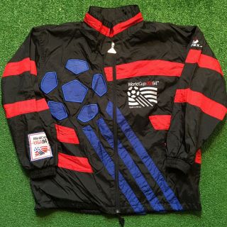 Rare Vtg Apex World Cup Usa 1994 Flag Block Windbreaker Jacket 90s Soccer Large