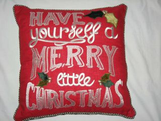 Mackenzie Childs Have Yourself A Merry Little Christmas Throw Accent Pillow Rare