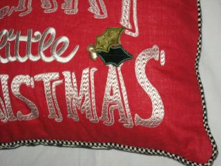 MacKenzie Childs Have Yourself a Merry Little Christmas Throw Accent Pillow Rare 3