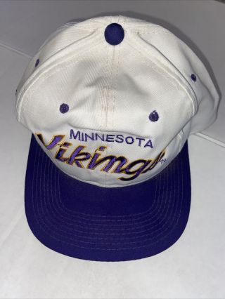 Rare Vtg 90s Sports Specialties Shadow Minnesota Vikings Pro Line Nfl Hat