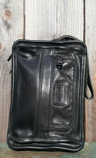 Vtg Tumi Black Nappa Leather Organizer Travel Case Wristlet Rare