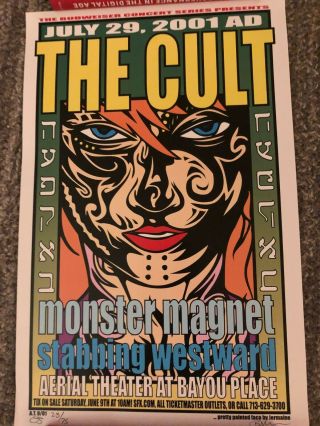 Rare The Cult,  Monster Magnet Concert Poster From Jermaine Rogers 2001 Offset