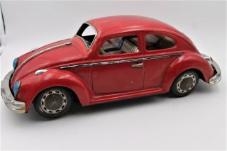 Rare Huge 1960s Bandai Volkswagen Beetle B/o Tin Litho Toy Car Vw Bug