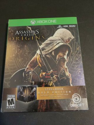 Assassins Creed Origins Steelbook Gold Edition Rare Xbox One No Dlc