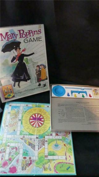 Vtg 1964 Whitman Mary Poppins Board Game Walt Disney Merry Go Round Spinner Rare