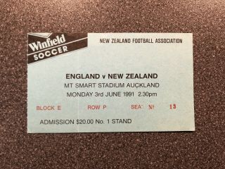 Zealand V England Ticket 1991 (rare)