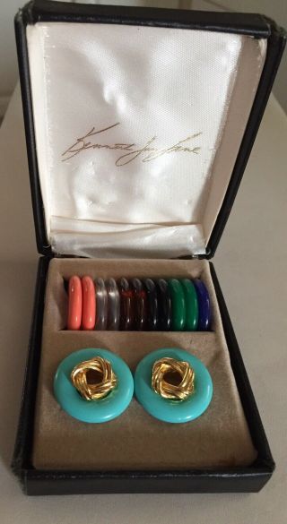 Rare Vtg Kjl Kenneth Jay Lane Interchangeable Lucite Earring Boxed Set