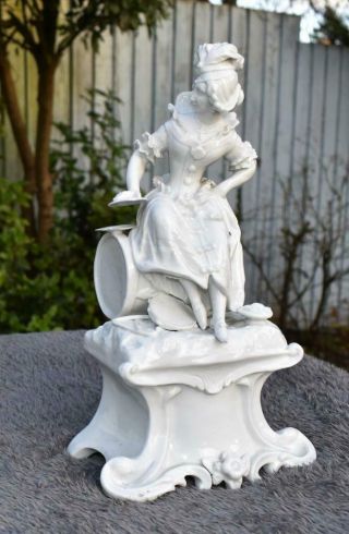 Rare Large 12 " Antique 19thc Dresden German Porcelain - Lady Musician