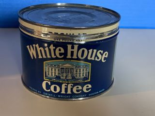 Vintage Rare White House Coffee Tin With Lid 1lb Size Can