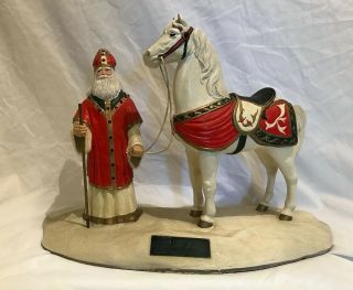 Vintage Rare Saint Nicholas W/ Horse Resin Figure P.  J.  