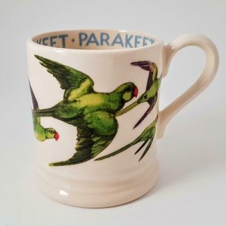 Rare Emma Bridgewater Parakeet Bird Half Pint Mug - 25 Year Anniversary Issue