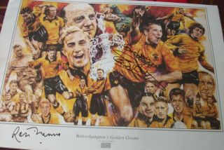 Rare Wolverhampton Wanderers Fc Greats Fine Art Print,  Signed By Bully,  Flowers