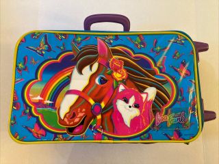 1990s Vintage Lisa Frank Rolling Luggage - Rainbow Chaser And Kitten - Rare