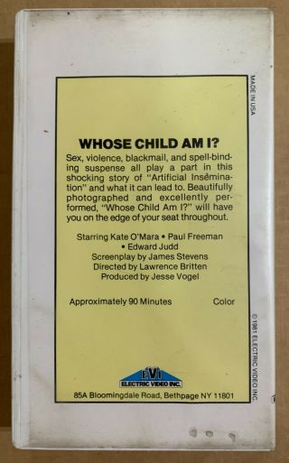 Whose Child Am I? - Cult Horror VHS Electric Video RARE 1976 Big Box 2
