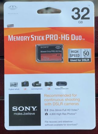 Rare Sony Memory Stick Card Hg Pro Duo 32gb Hx Magic Gate