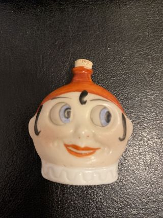 Vintage German Googly Eyed Pierrot Novelty Perfume Bottle Cork Top Rare.  Exc