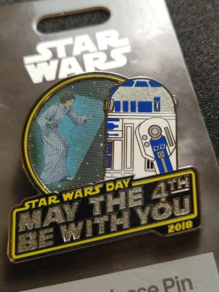 Disney Pin Ds Rare Star Wars May The 4th Be With You R2d2 Hologram Princess Leia