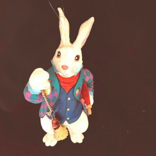 Rare Vintage Dept 56 Alice In Wonderland Christmas Ornament Rabbit