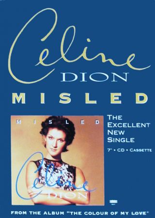 Celine Dion Display Misled Rare Uk Promo Only Counterstand 12 " X 8 " Standee