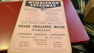 Wimbledon Dons V Crystal Palace - - Speedway Programme - - 8th September 1930 - - Rare