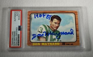 Rare 1966 Don Maynard Signed Topps Football Card - York Jets - Psa Encapsulated