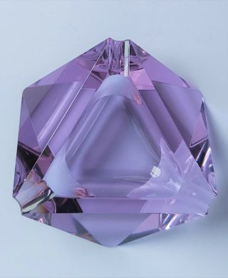 Vintage Moser Alexandrite Glass Ashtray Facet Geometric Cut Neodymium Crystal