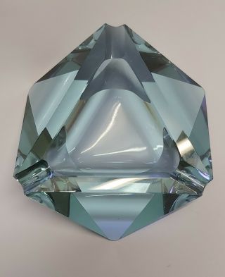 Vintage Moser Alexandrite Glass Ashtray Facet Geometric Cut Neodymium Crystal 2