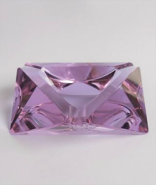 Vintage Moser Alexandrite Glass Ashtray Facet Geometric Cut Neodymium Crystal 3