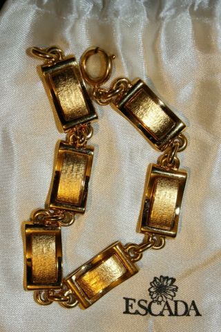 Rare Vintage Signed Escada Gold Plated Bracelet Made In France 8 1/2 ",  43 G.