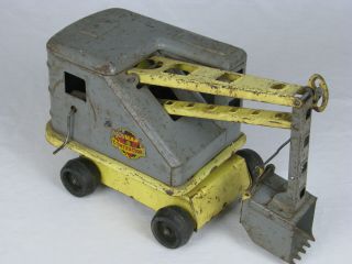 Vintage Marx Lumar Pressed Steel Automatic Scoop Steam Shovel Rare Gray & Yellow