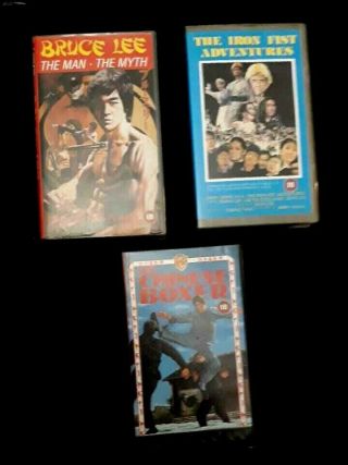 Very Rare Set Of Three Pal Vhs Kung Fu Movies Small Box Releases