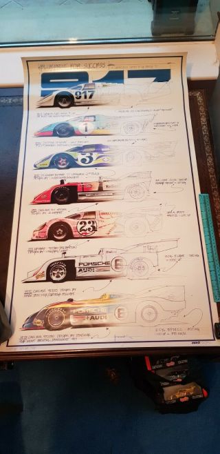 Porsche 917 Rare Poster.  Blueprint For Success.  The Evolution Of The 917.