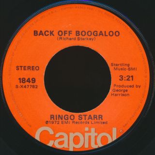 Beatles Very Rare 1976 Ringo Starr " Back Off Boogaloo " Orange Label 45 Nm